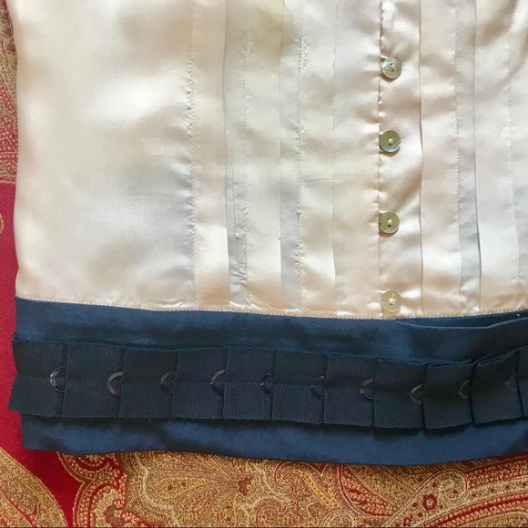 Sold! N/A - Nanette Lepore Silk Tank/Blouse~Navy/White ~ M - Picture 5 of 7